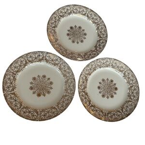 Lot Of 3 American Beauty by Stetson Small Deserts Plates 22 KT Gold Trim